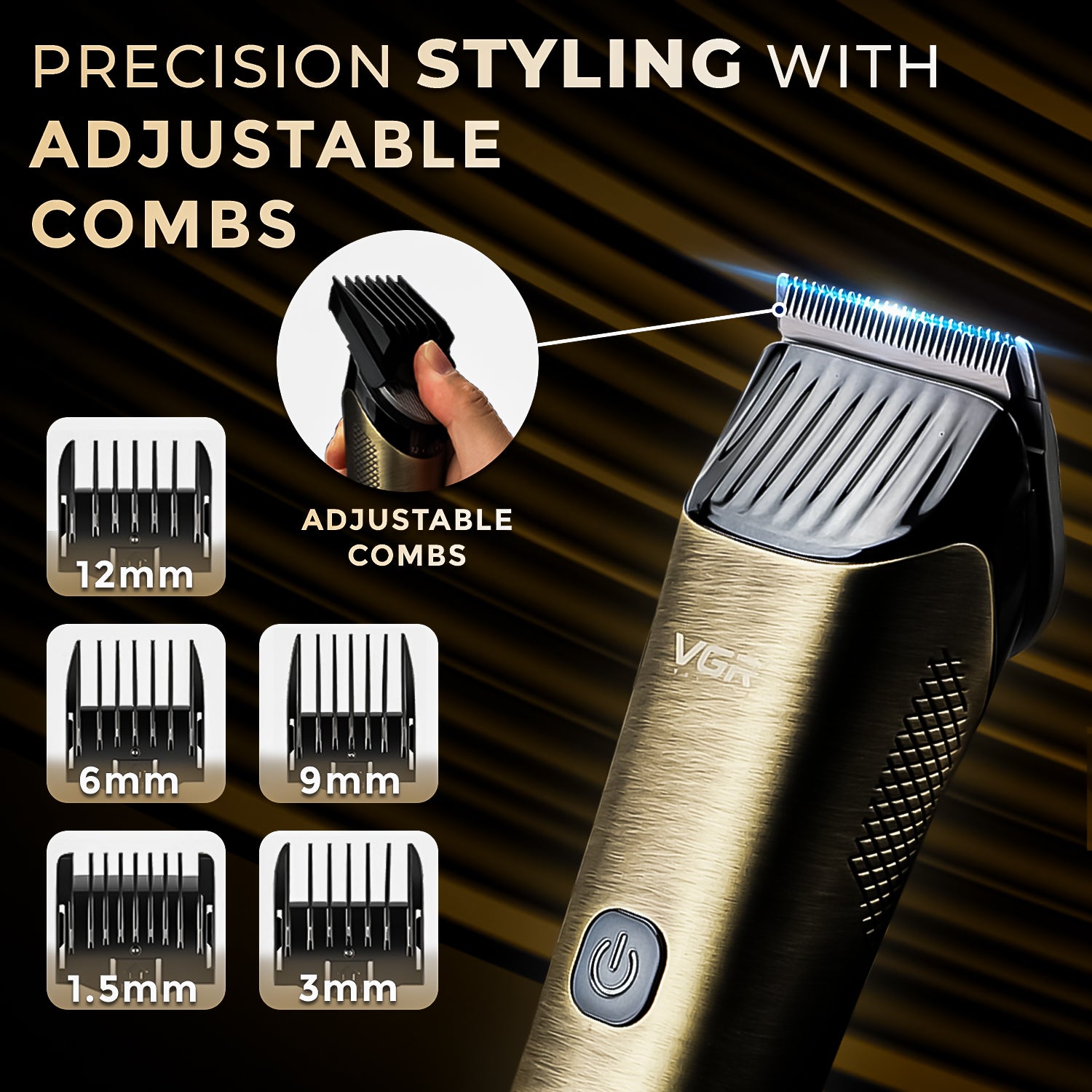 VGR V-669 Professional Salon Quality  Hair Clipper For Professional & Personal Use (Gold)