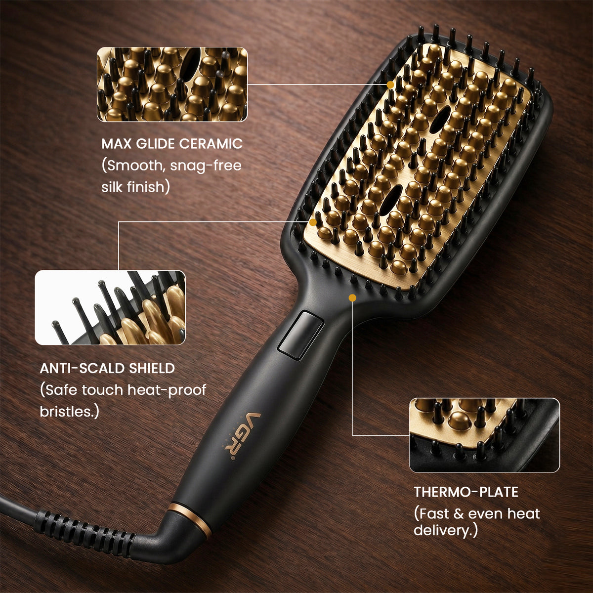 VGR V-527 Professional Hair Straightener Comb, Black