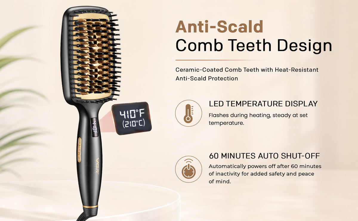VGR V-527 Professional Hair Straightener Comb, Black