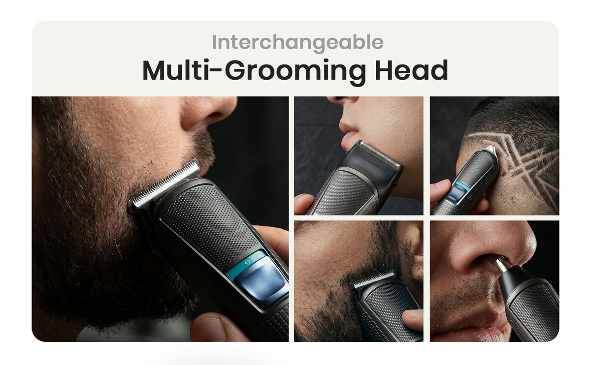 VGR V-108 Professional 10-in-1 Men’s Grooming Kit with 120 min Runtime, Black & Blue