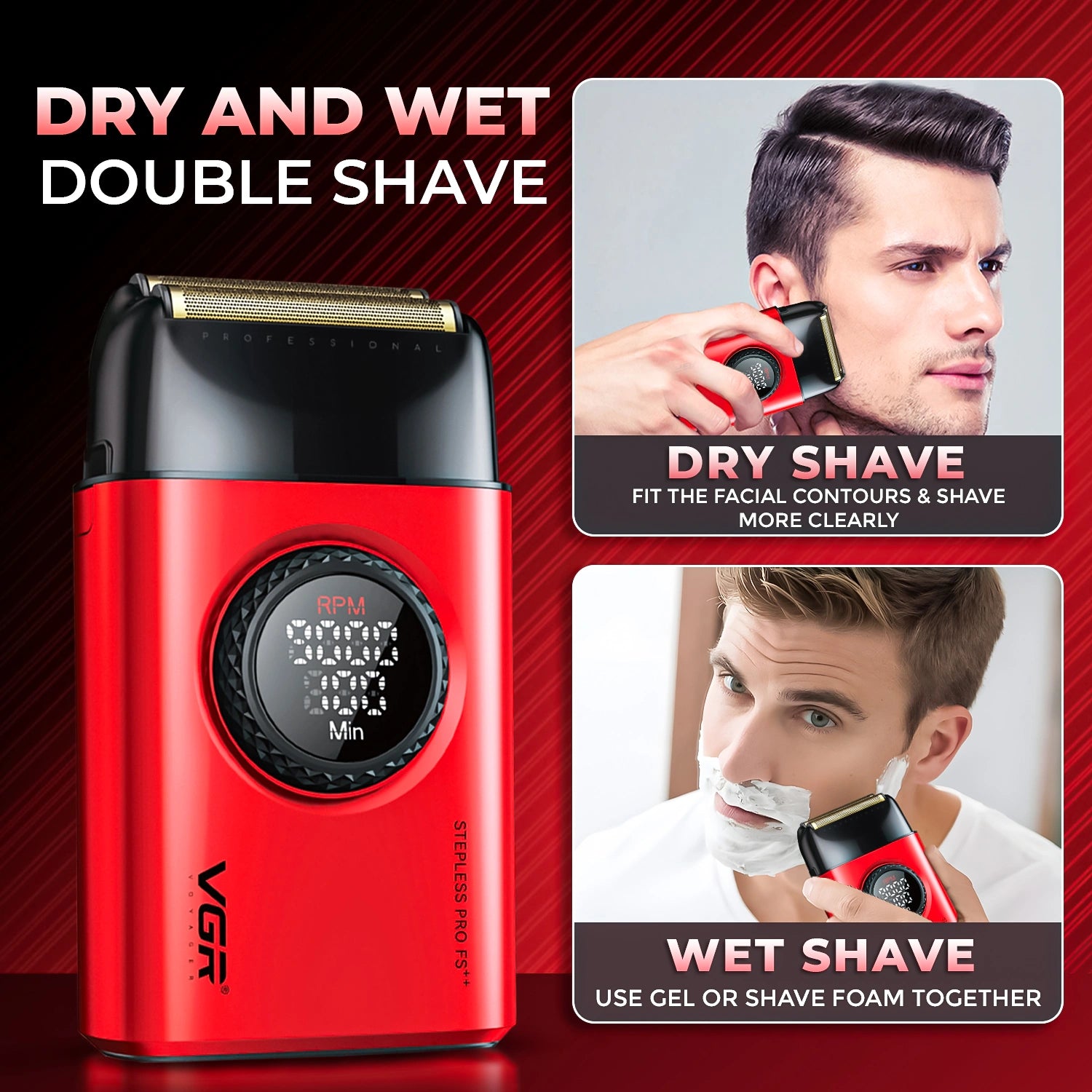 VGR V-377 Professional Shaver For Men (Red)