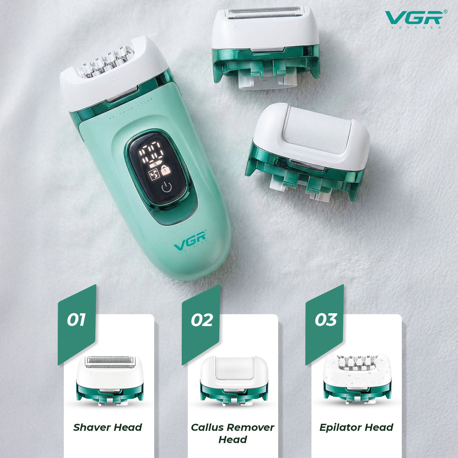 VGR V-762 Professional 3-IN-1 Lady Epilator for Women