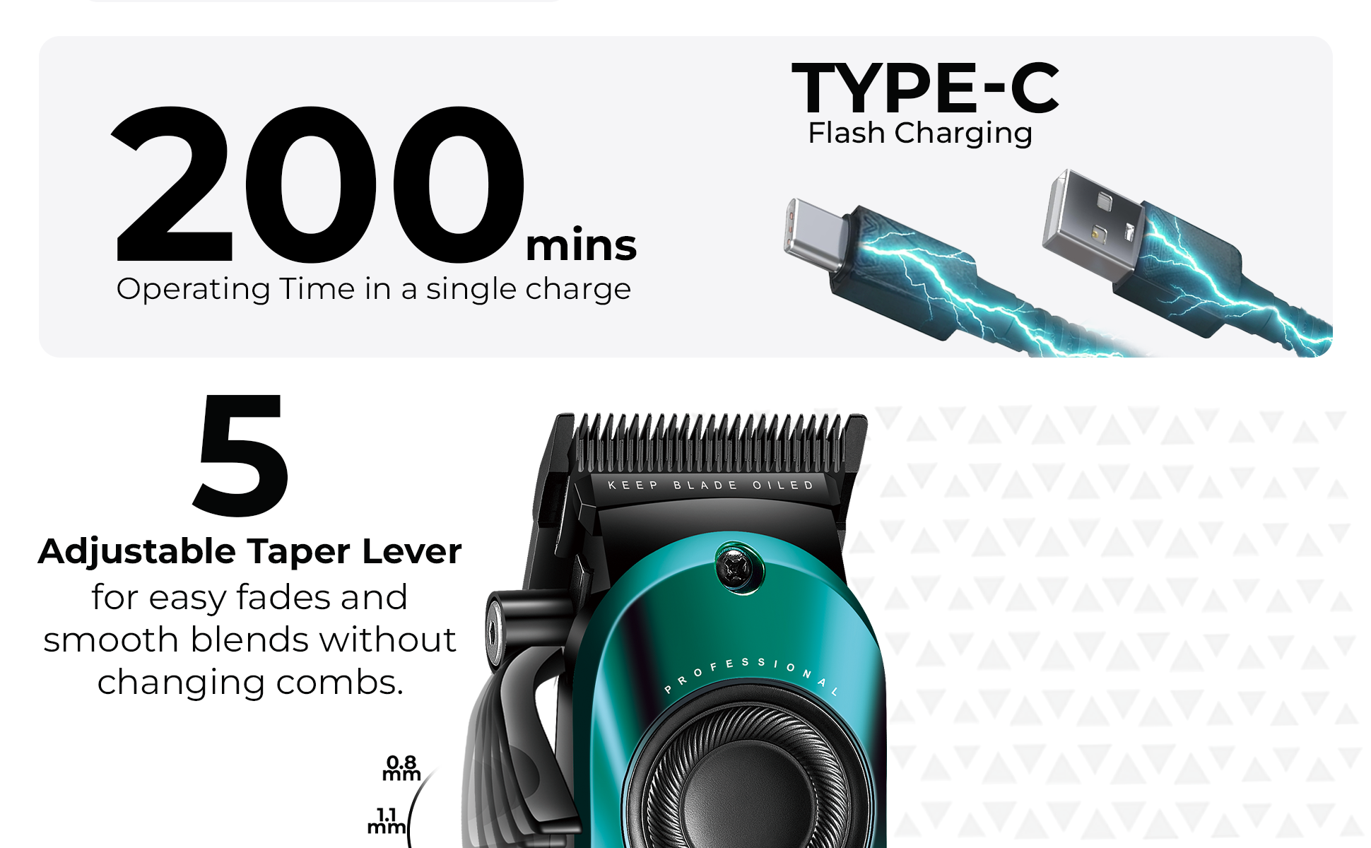 VL-786 Green Hair Clipper for Men - Professional Limited Edition