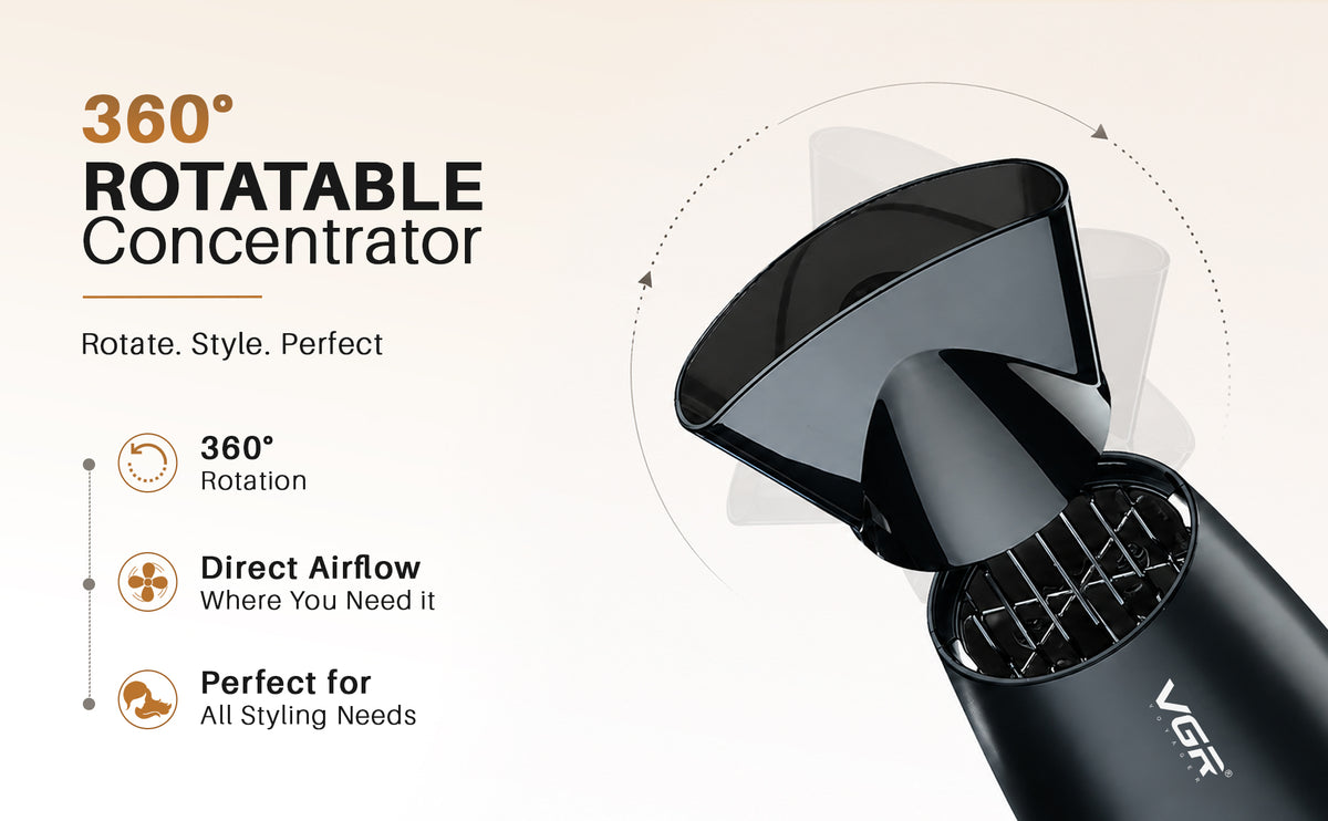 VGR V-439 Professional Hair Dryer For Women with 2 Speed Settings, Cool Shot, Black