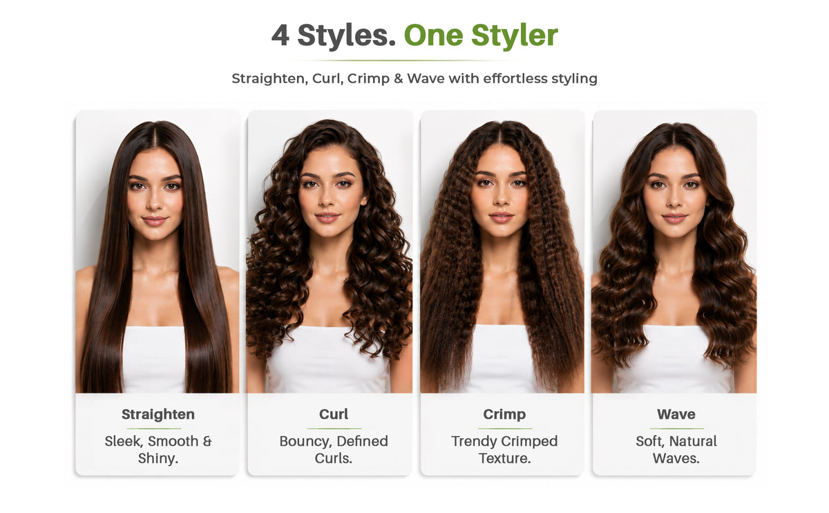 VGR V-569 Professional 4 In 1 Hair Beauty Styler, Straightener, Curler, Crimper, Waver (Green)