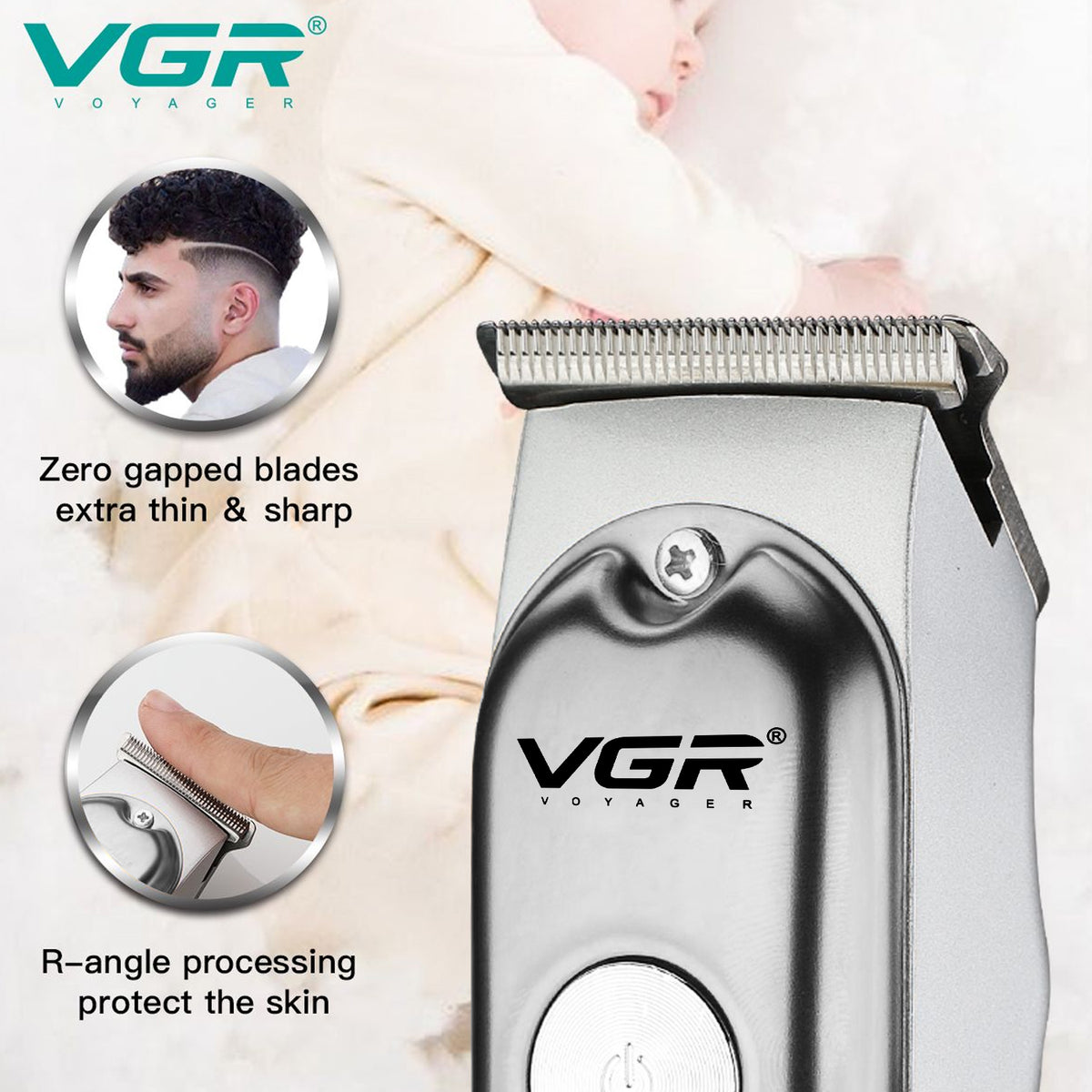 VGR V-290 Professional Hair Trimmer For Men with 120 Min Runtime, Silver