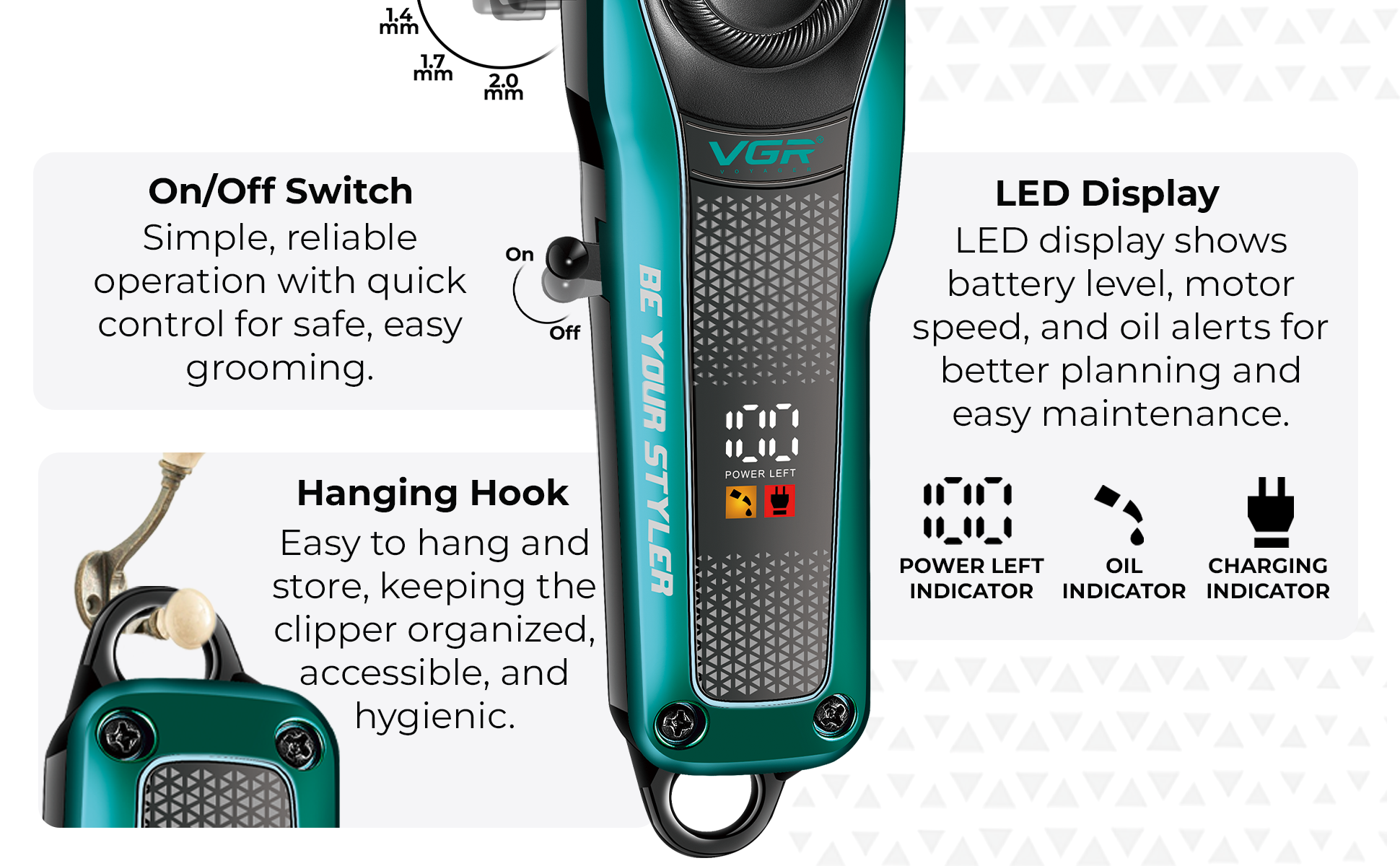 VL-786 Green Hair Clipper for Men - Professional Limited Edition