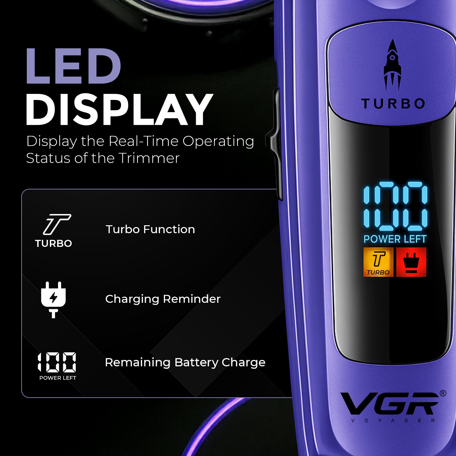 VGR V-274 Professional Hair Trimmer with Ceramic-Titanium Blades & Turbo Function