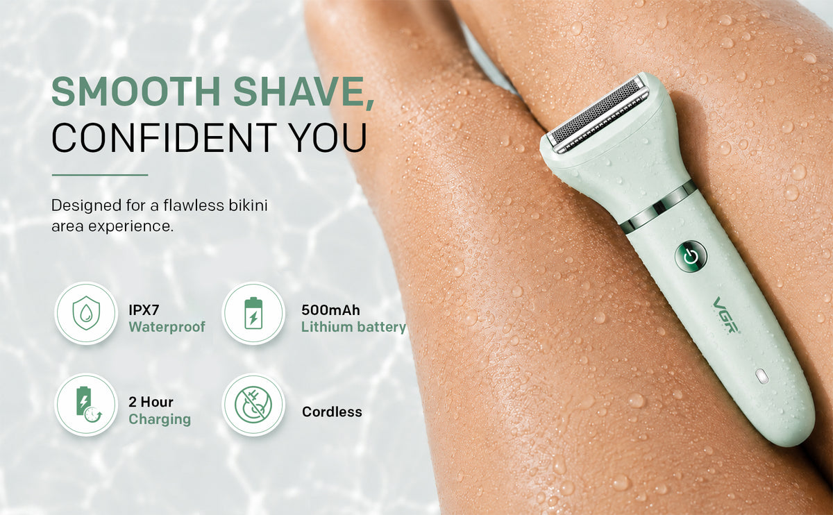 VGR V-735 Professional 3-in-1 Lady Shaver Set | Waterproof Cordless Trimmer for Women (Green/Pink)