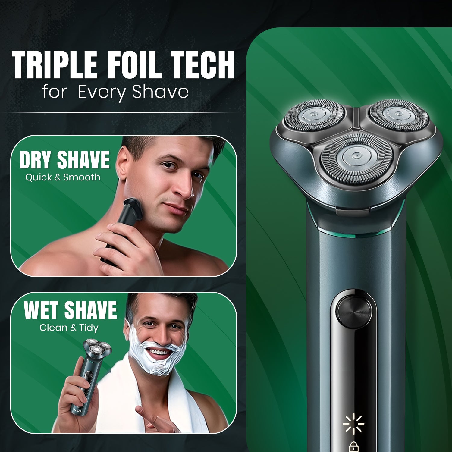 VGR V-310 Waterproof Beard Shaver For Men, Black