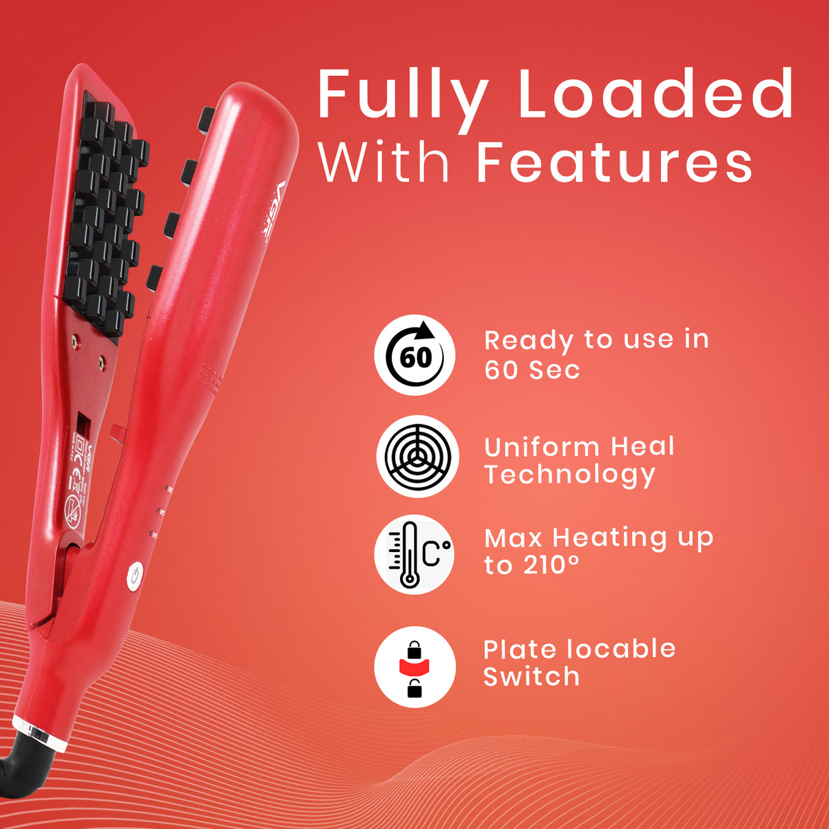VGR V-531 Hair Volumizer 165°C to 210°C Heat Producer For Women, Red