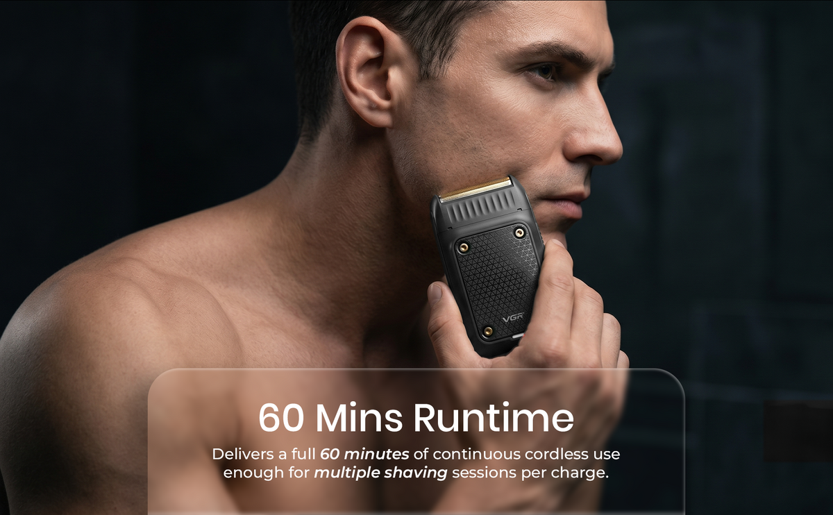 VGR V-353 2 In 1 Beard Shaver For Men with 60 Mins Runtime, Black