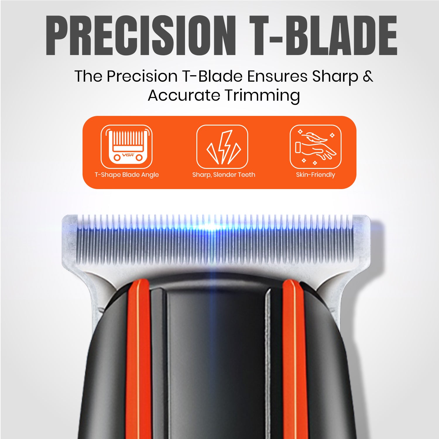 VGR V-999 Trimmer 120 min Runtime 4 Length Settings For Salon & Mens (Orange)