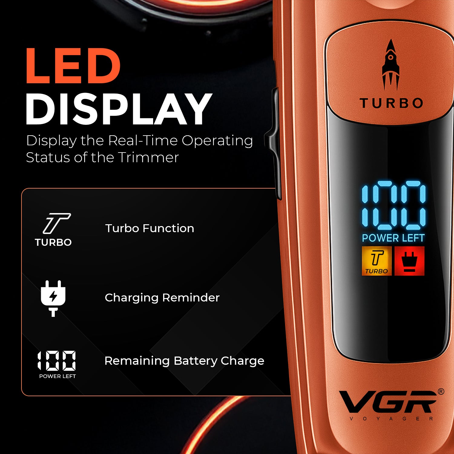 VGR V-274 Professional Hair Trimmer with Ceramic-Titanium Blades & Turbo Function