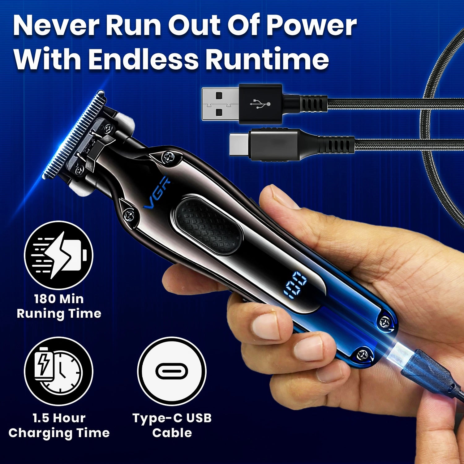 VGR V-998 Professional Cord/Cordless Hair Trimmer for Men