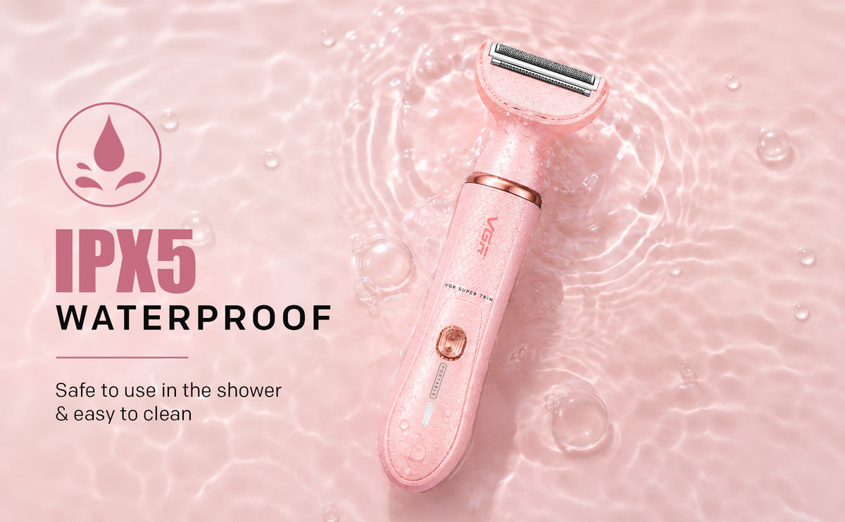 VGR V-761 Professional 4-in-1 Lady Shaver Set For Women, IPX5 Waterproof, 90 Min Runtime, Blue & Pink