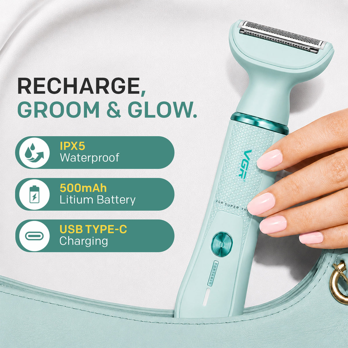 VGR V-761 Female 4-in-1 Bikini Grooming Kit, Blue