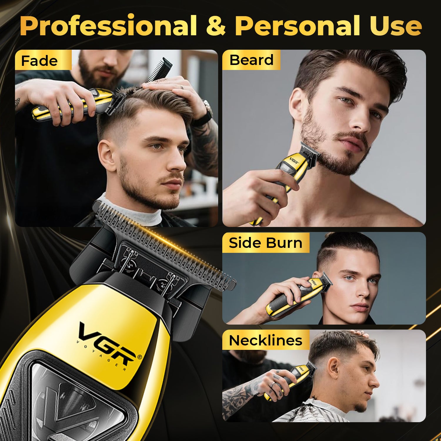 VGR V-994 Professional Salon Series Hair Trimmer for Men, Gold