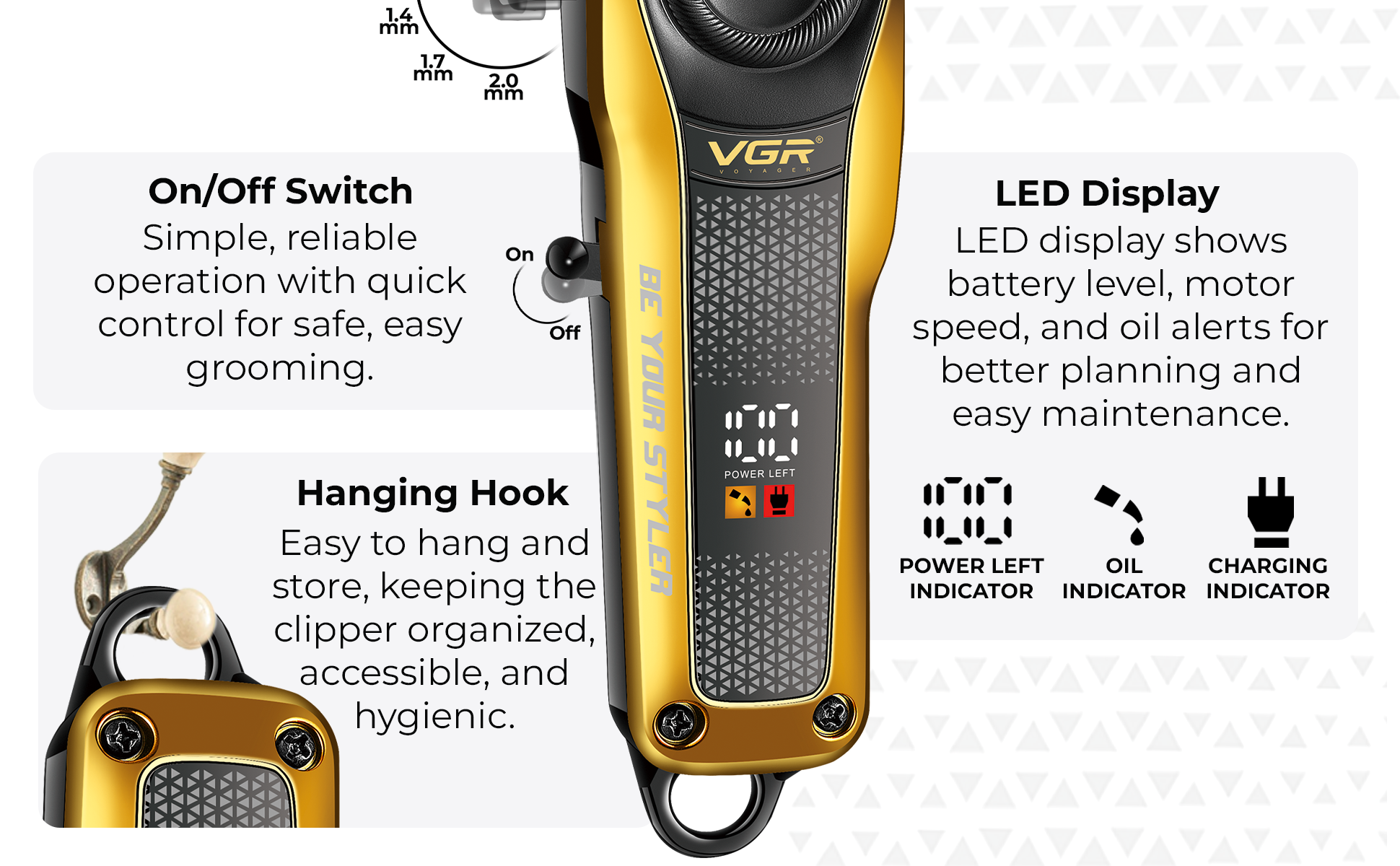 VL-786 Gold Hair Clipper for Men - Professional Limited Edition