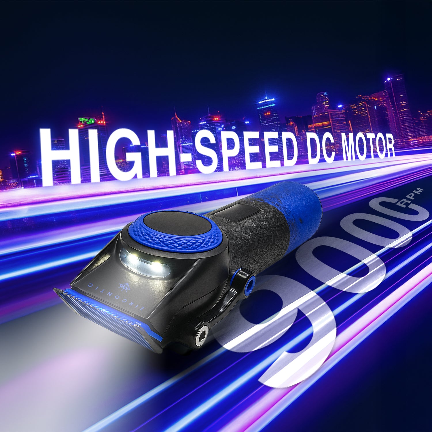 VGR V-001 Professional Hair Clipper for Men, Ceramic and DLC Coated Blade, 21-Speed 7000-9000 RPM, LED Display, 260 Min Runtime, Type-C Charging, Charging Stand, Blue