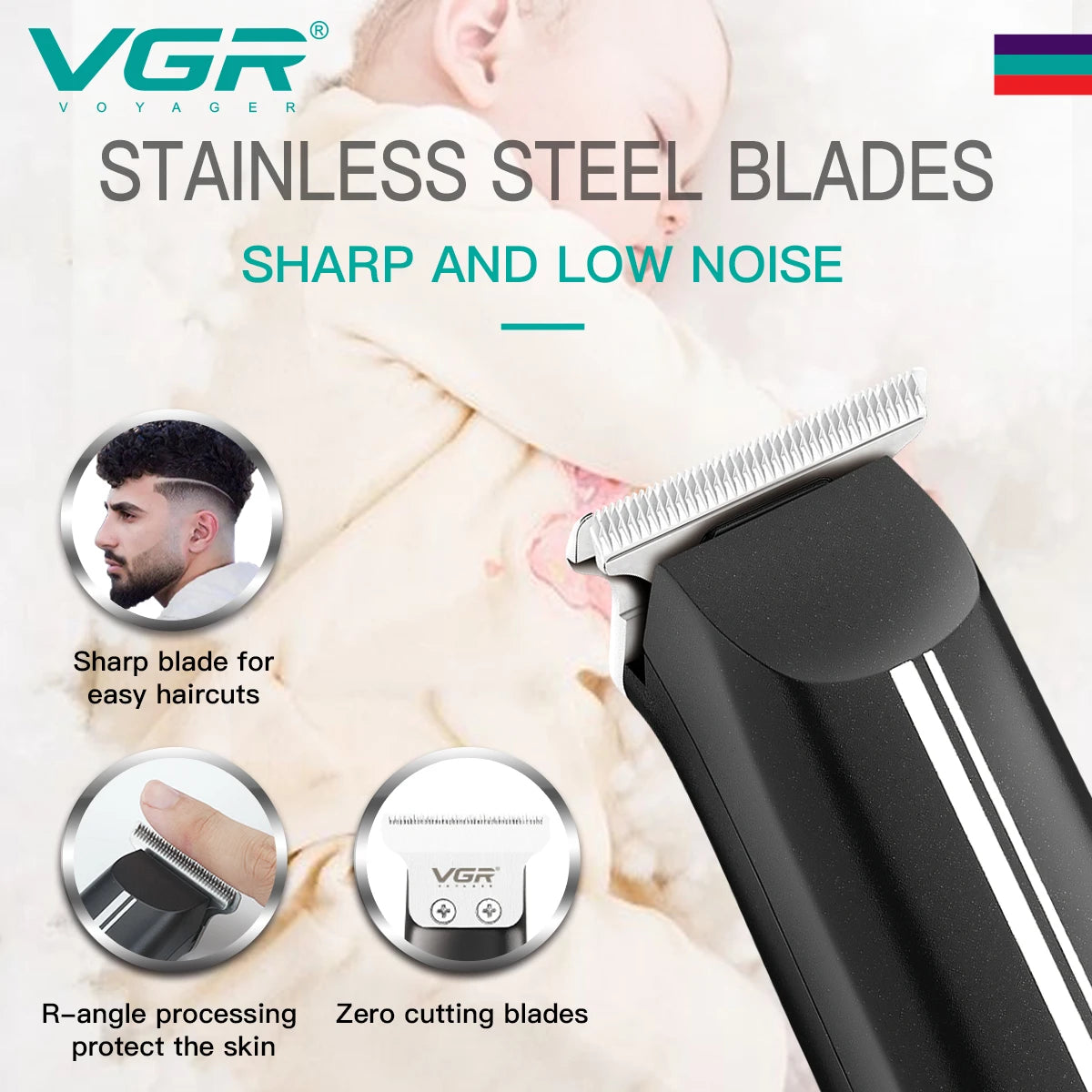 VGR V-007 Hair Trimmer For Men, Black