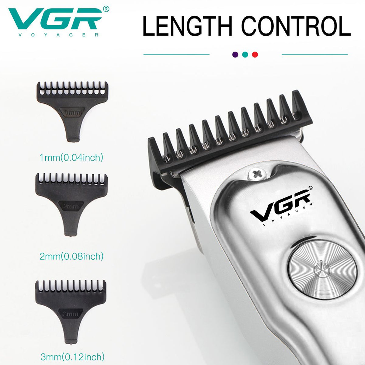 VGR V-290 Professional Hair Trimmer For Men with 120 Min Runtime, Silver