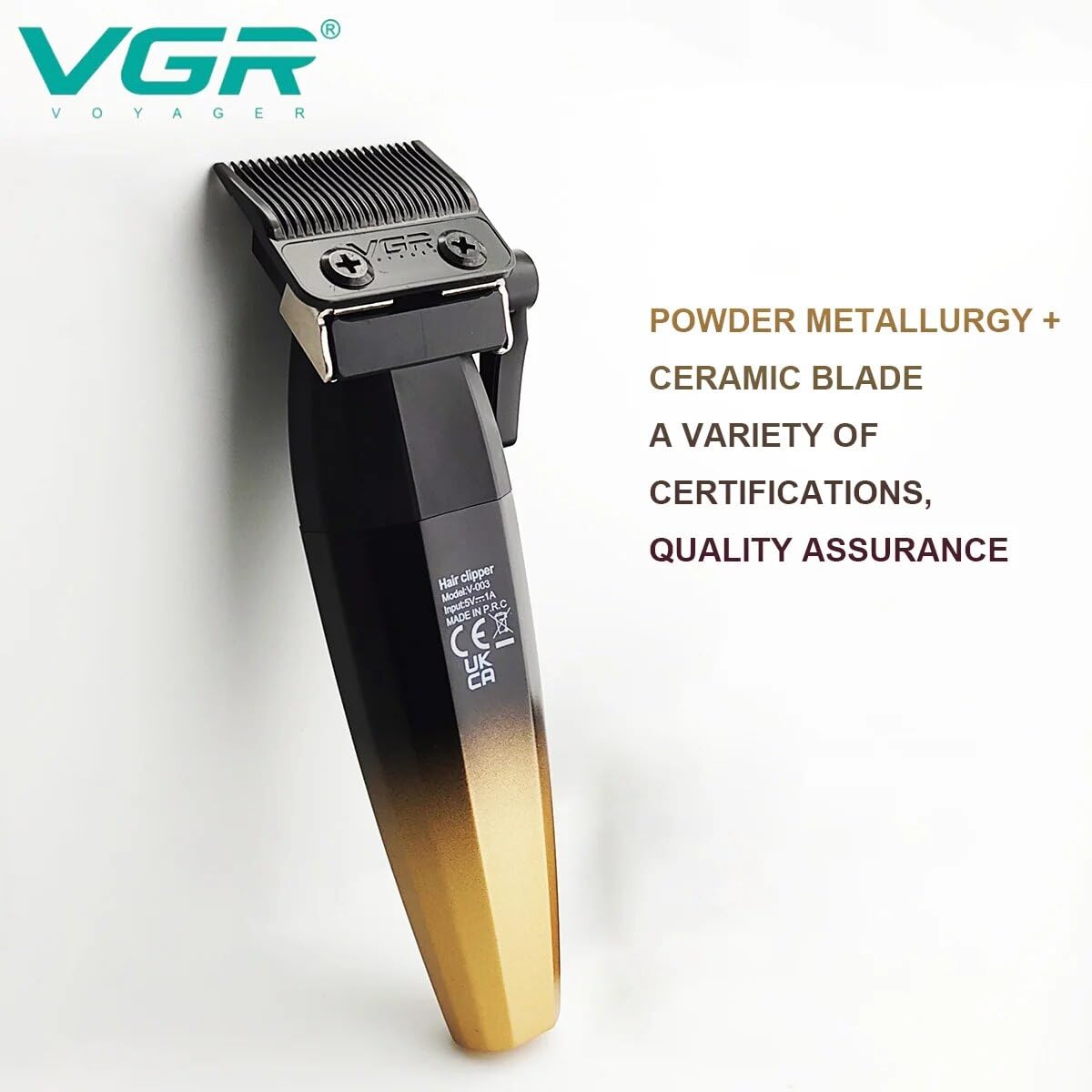 VGR V-003 Professional Hair Clipper For Men, (Black/gold)
