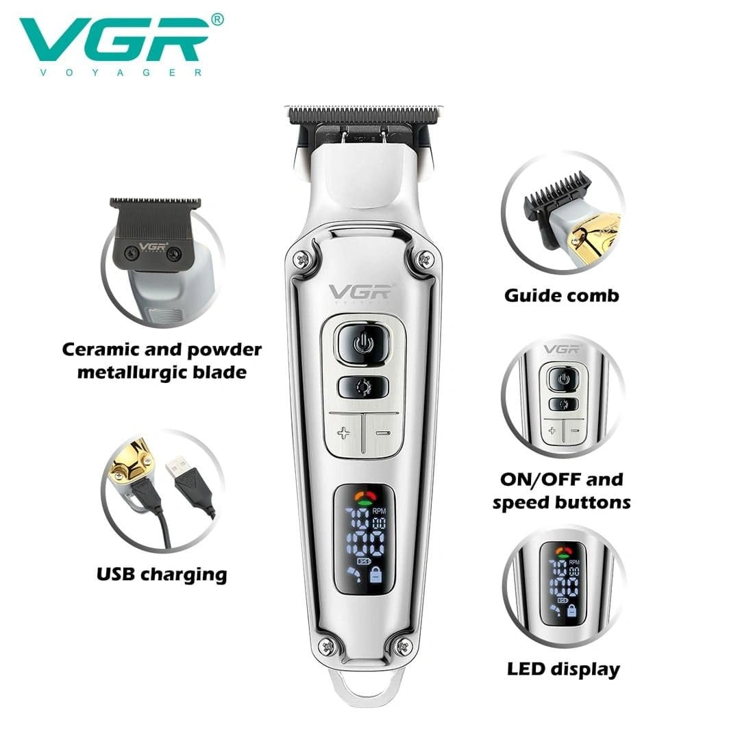 VGR V-931 Professional Hair Trimmer for Men – Adjustable Speeds &Powerful Lithium Battery