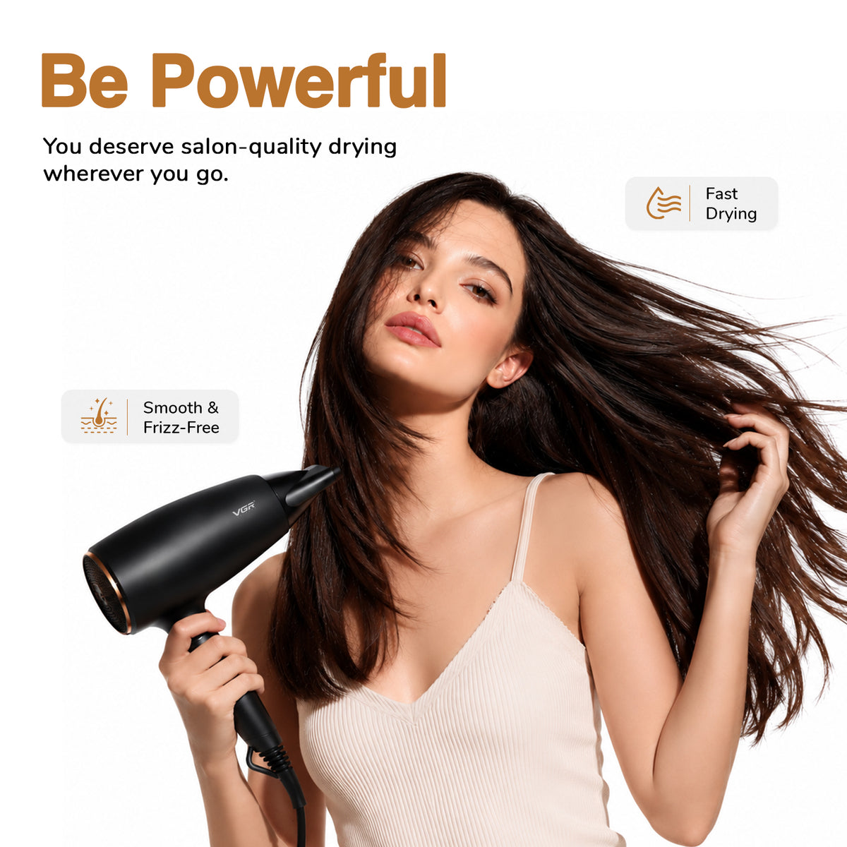 VGR V-439 Professional Hair Dryer For Women with 2 Speed Settings, Cool Shot, Black