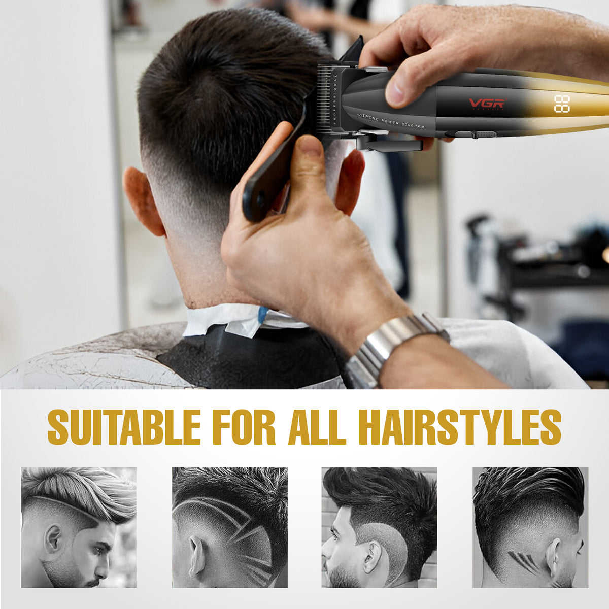 VGR V-003 Professional Hair Clipper For Men, (Gold)