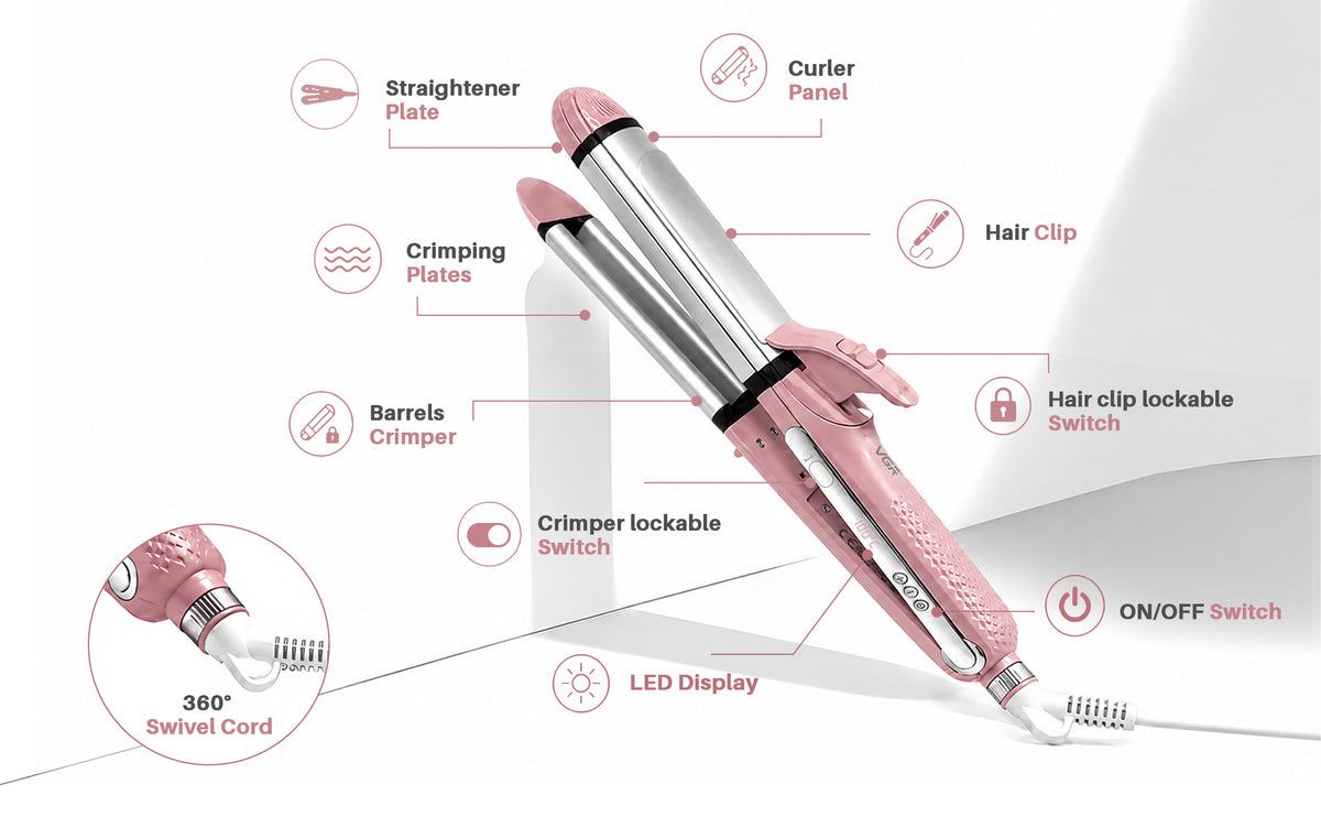 VGR V-563 Professional 4 in 1 Hair Beauty Styler (Pink)