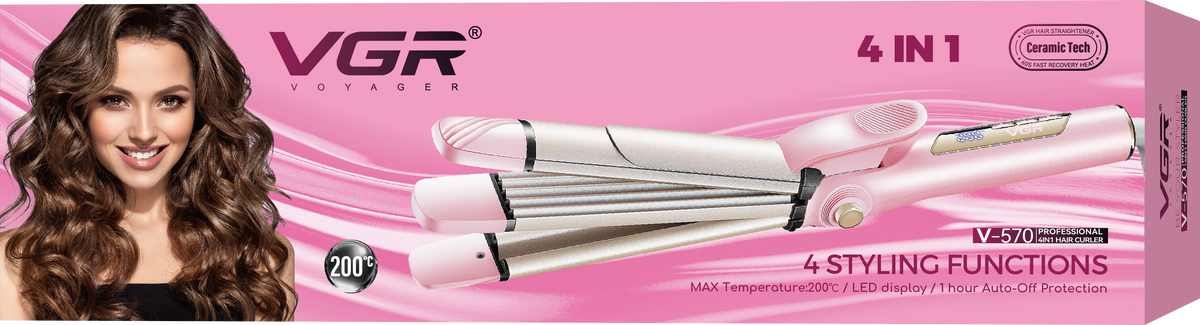 VGR V-570 4-in-1 Hair Straightening, Pink