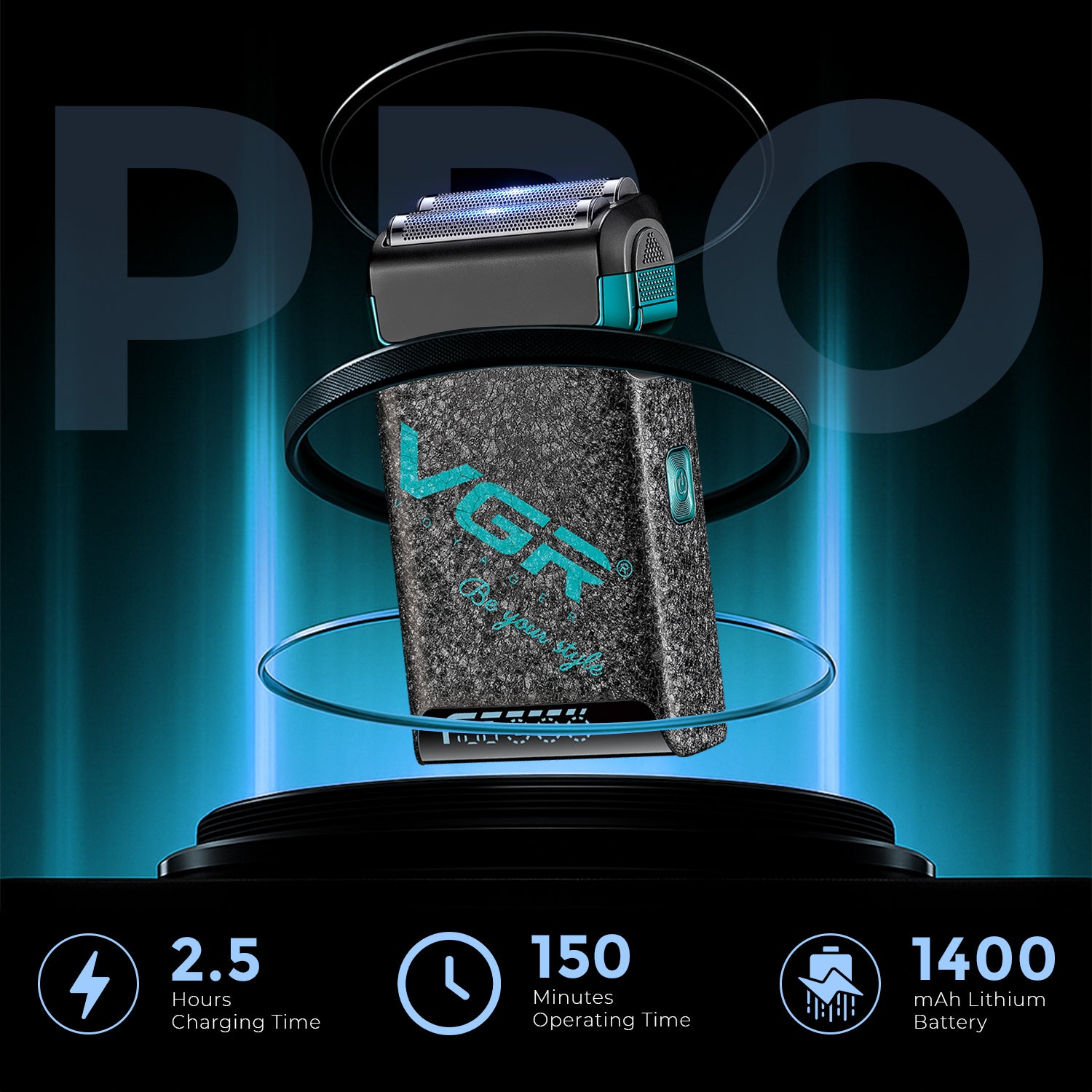 VGR V-374 Professional Foil Shaver | Super Trim Series | Cordless, Dual Foil, 150-Min Runtime