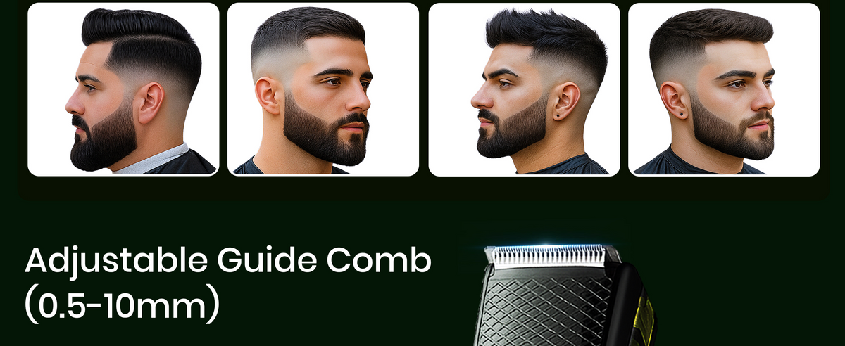 VGR V-053 Professional Cordless Hair Trimmer For Men, 20 Length Settings, 90 Min Runtime, Army Green