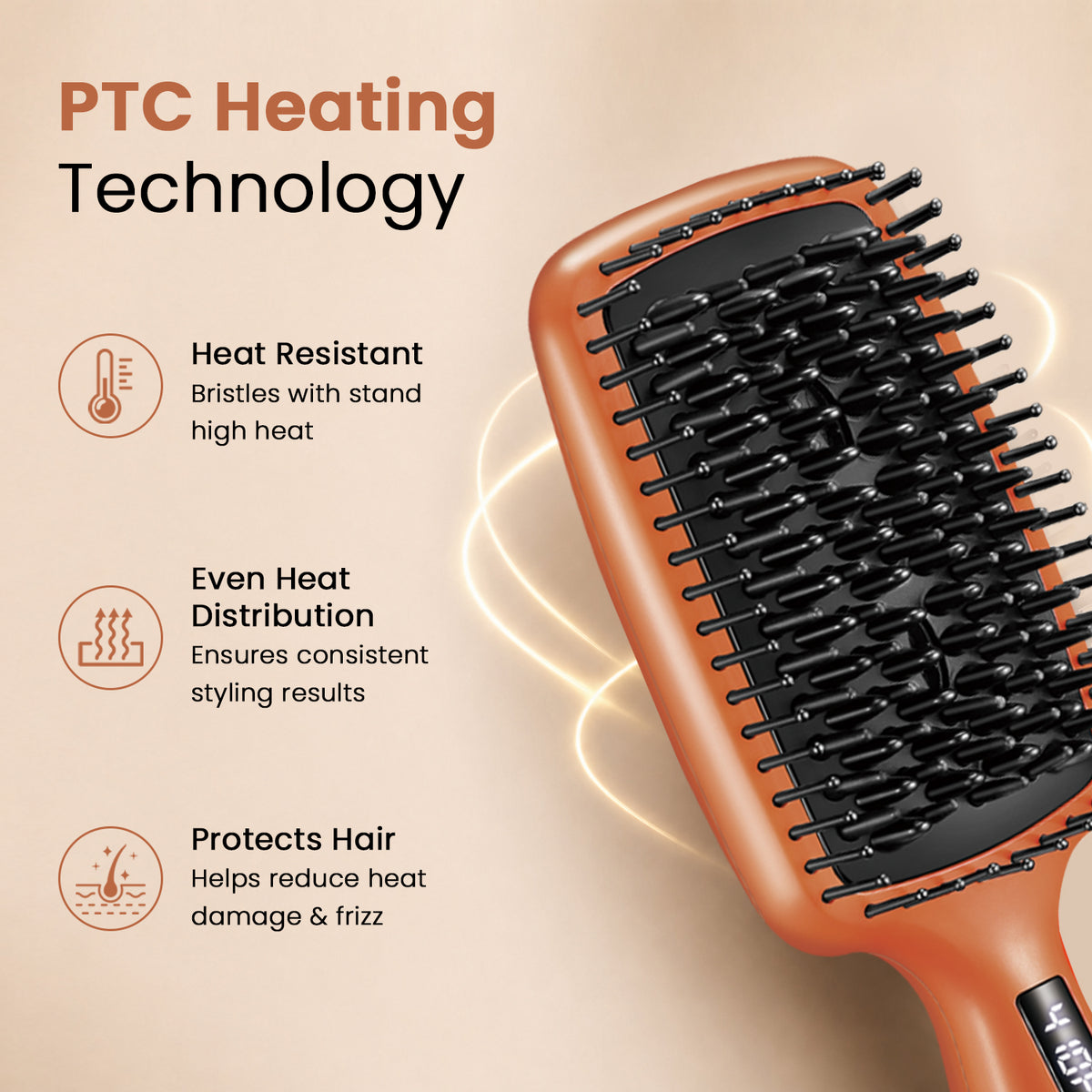 VGR V-527 Professional Hair Straightener Comb, Orange
