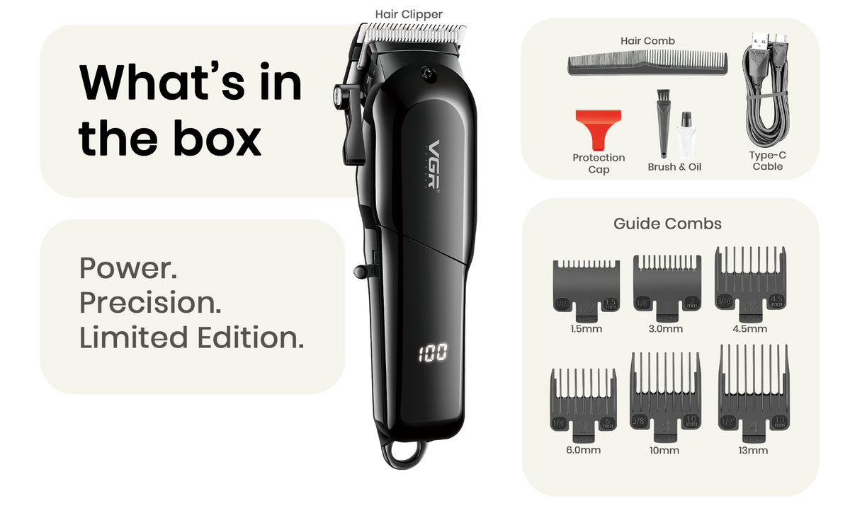 VGR VL-118 Limited Edition Hair Clipper For Men, Black