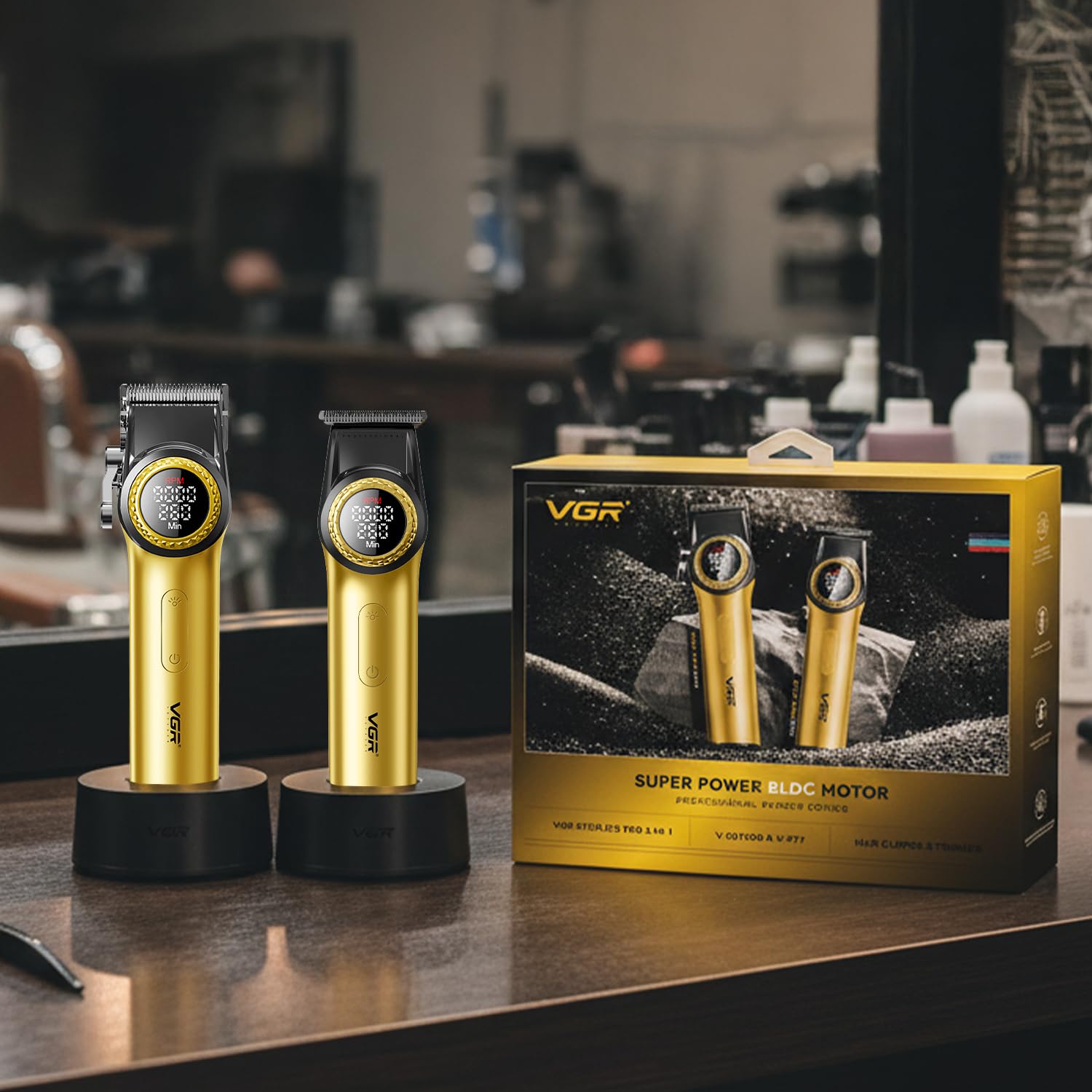 VGR V-001PRO & V-977 Professional Barber Combo For Men, 9000 RPM, 300 Min Runtime, Gold