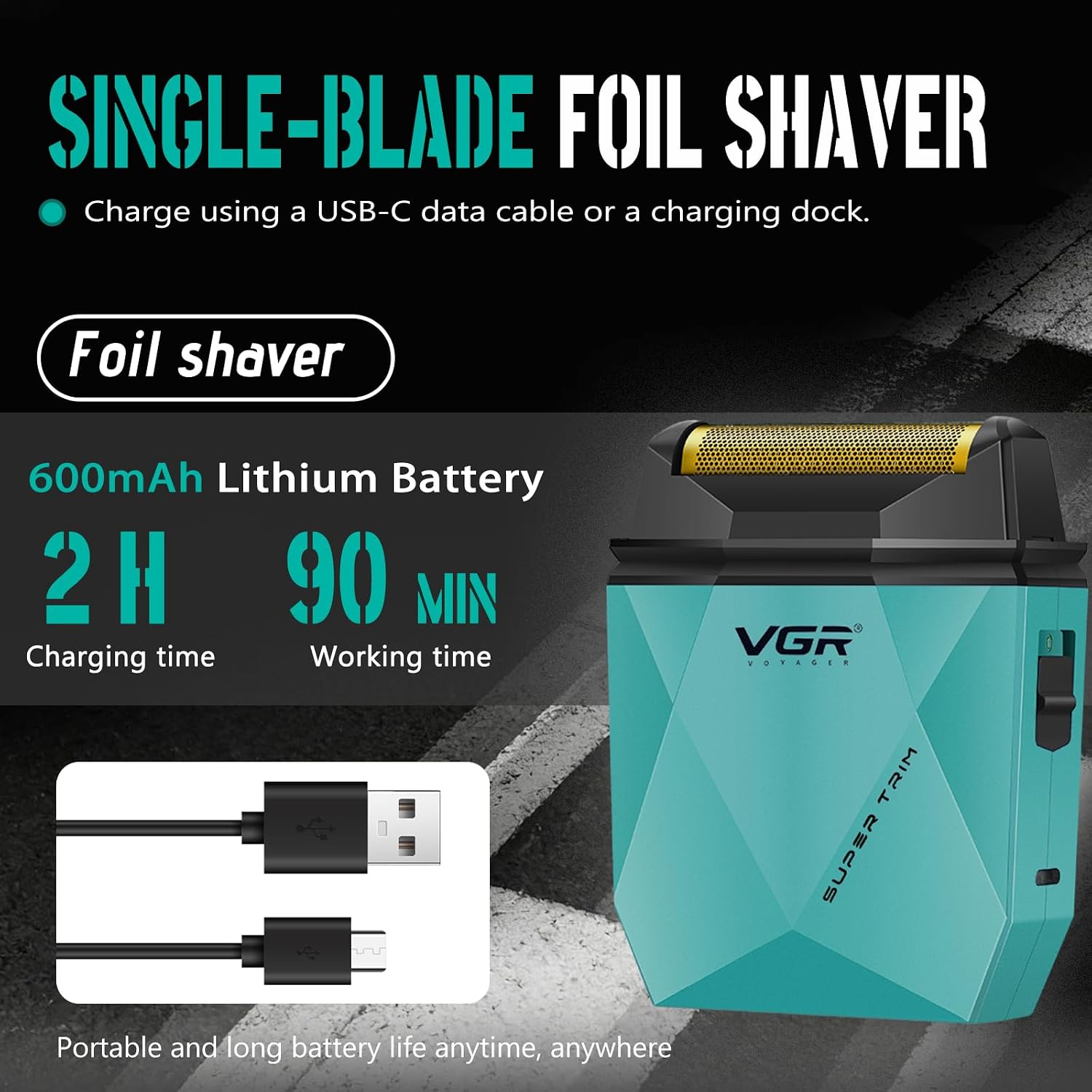 VGR 877S3 3-in-1 Professional Barber Kit with Hair Clipper, Trimmer & Foil Shaver, Blue & Black