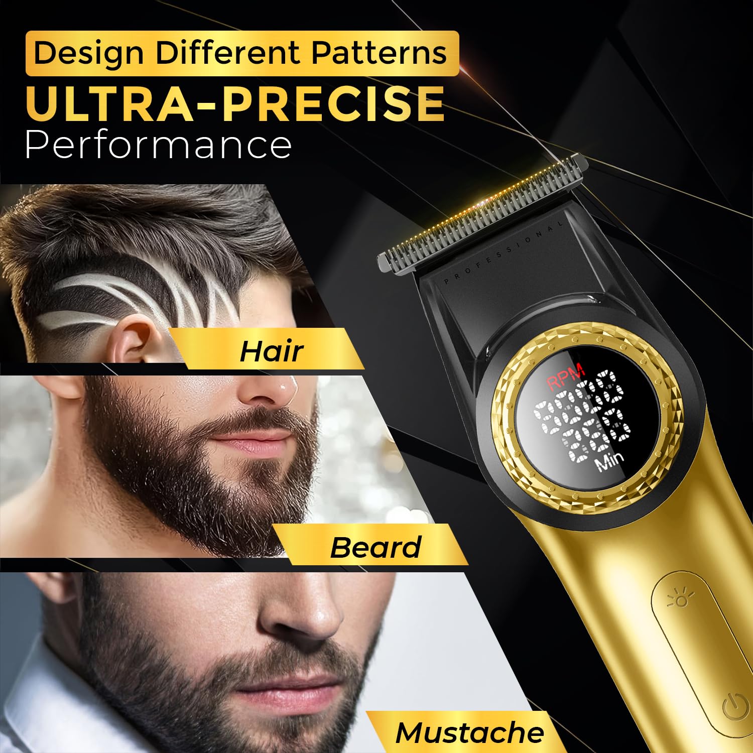 VGR V-001PRO & V-977 Professional Barber Combo For Men, 9000 RPM, 300 Min Runtime, Gold