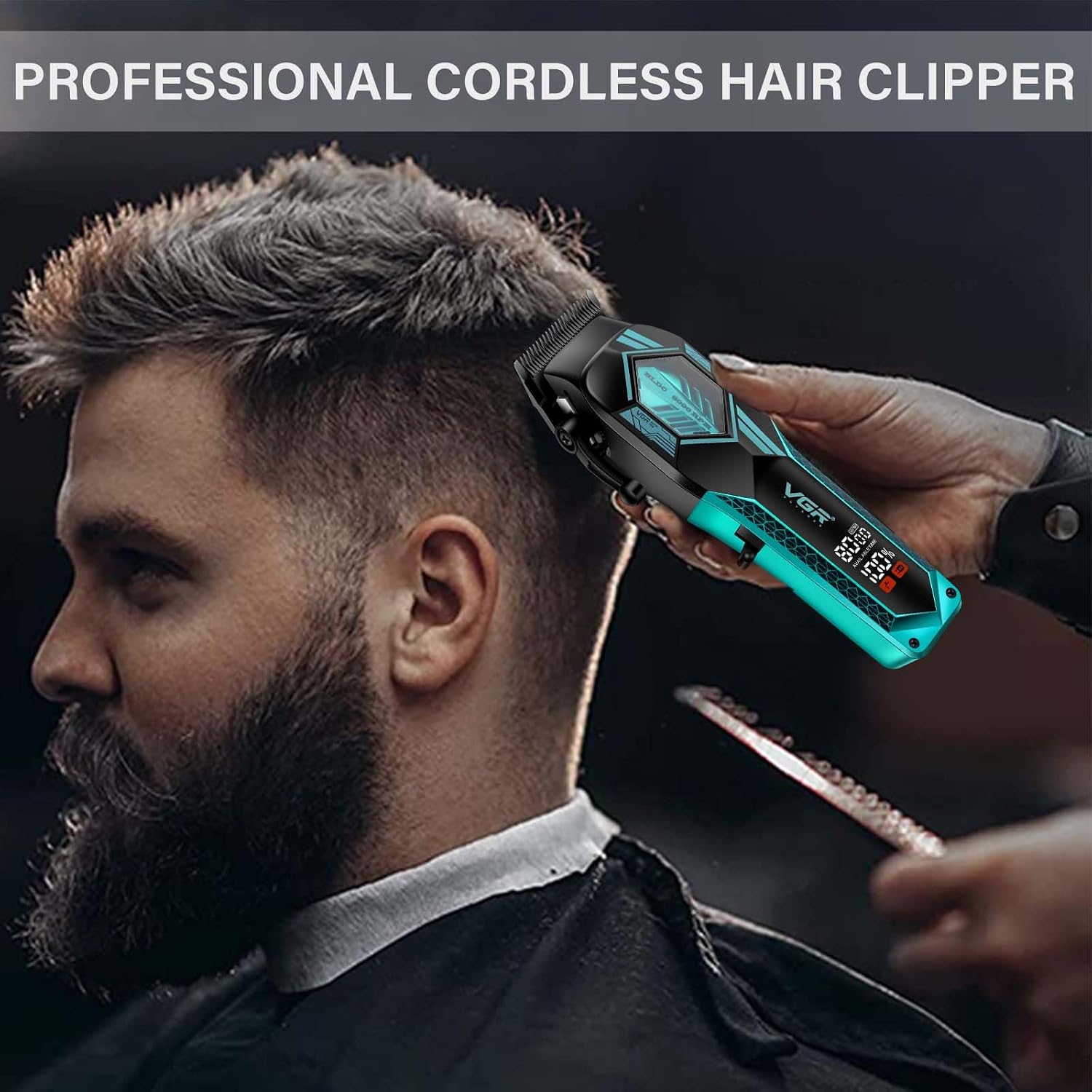 VGR V-119 Professional Hair Clipper for Salon & Men, 180 Minutes Runtime, Green/Gold
