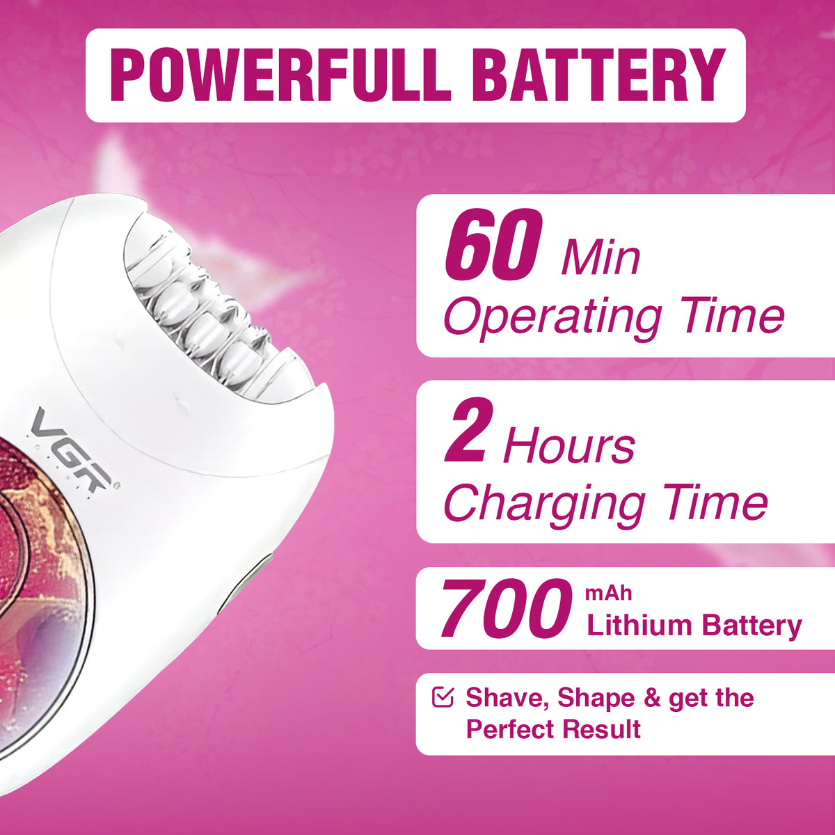 VGR V-706 Professional Women’s Epilator, Smooth Skin Care (Pink)
