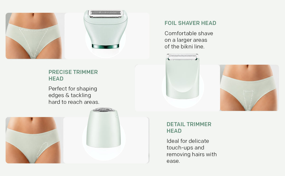 VGR V-735 Professional 3-in-1 Lady Shaver Set | Waterproof Cordless Trimmer for Women (Green/Pink)
