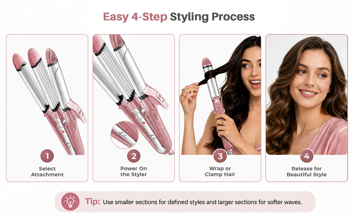 VGR V-563 Professional 4 in 1 Hair Beauty Styler (Pink)