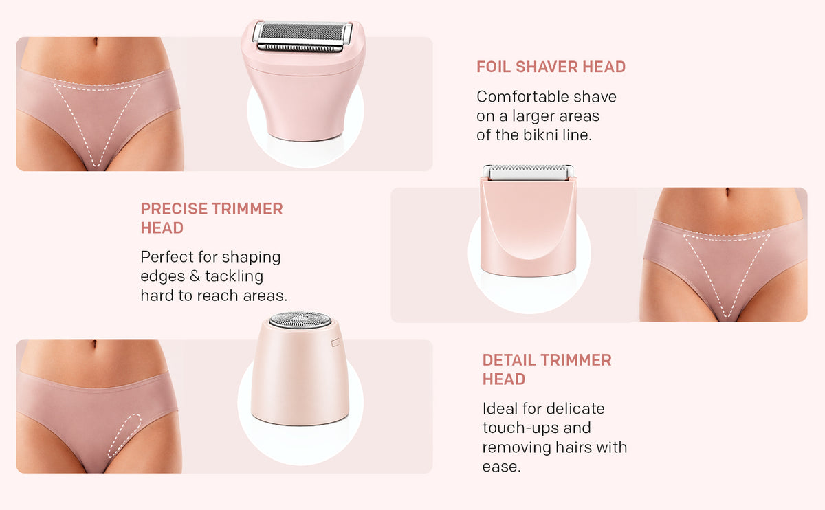 VGR V-735 Professional 3-in-1 Lady Shaver Set | Waterproof Cordless Trimmer for Women (Pink)