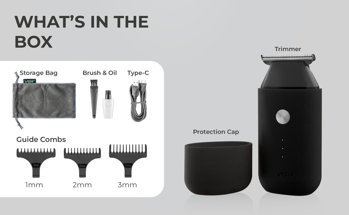 VGR V-932 Pocket Hair Trimmer For Men with 120 Minutes of Runtime (Black)
