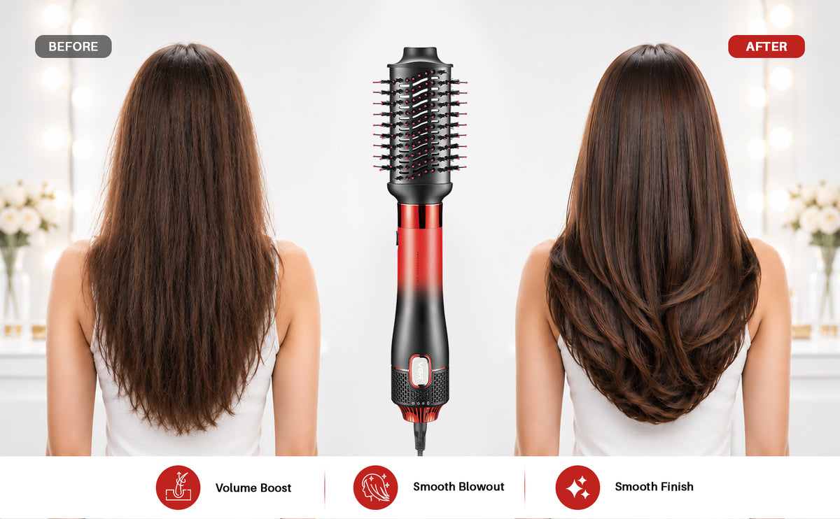 VGR Professional 4-in-1 Hot Air Brush with 20000 RPM and 1000-1100W, Red & Black (V-484)