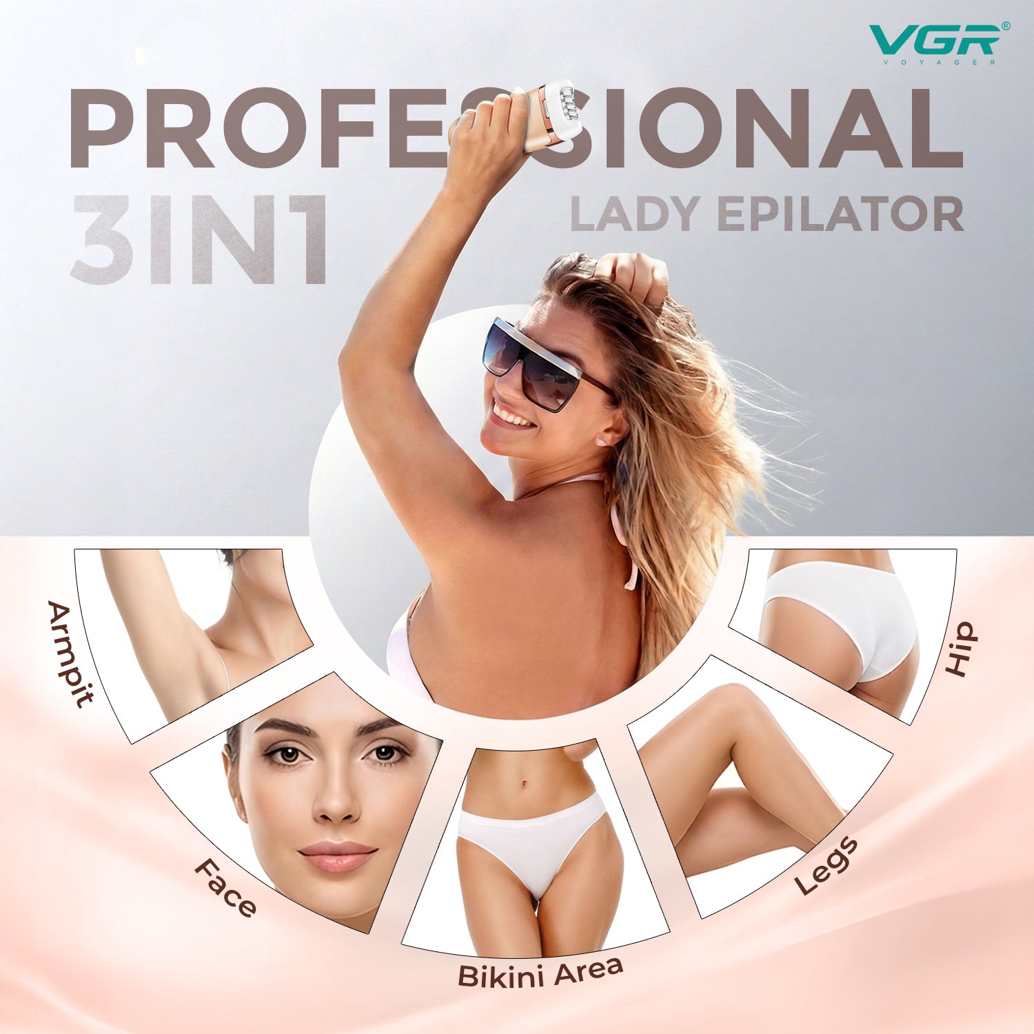 VGR V-762 Professional 3-IN-1 Lady Epilator for Women