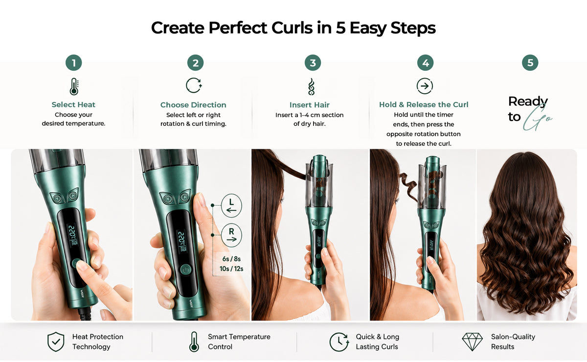 VGR V-583 Automatic Hair Curler For Women (Green)