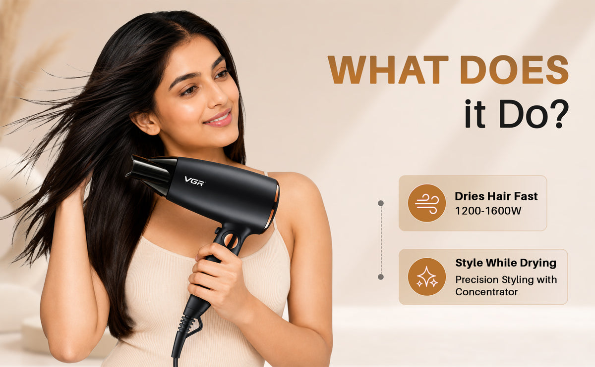VGR V-439 Professional Hair Dryer For Women with 2 Speed Settings, Cool Shot, Black