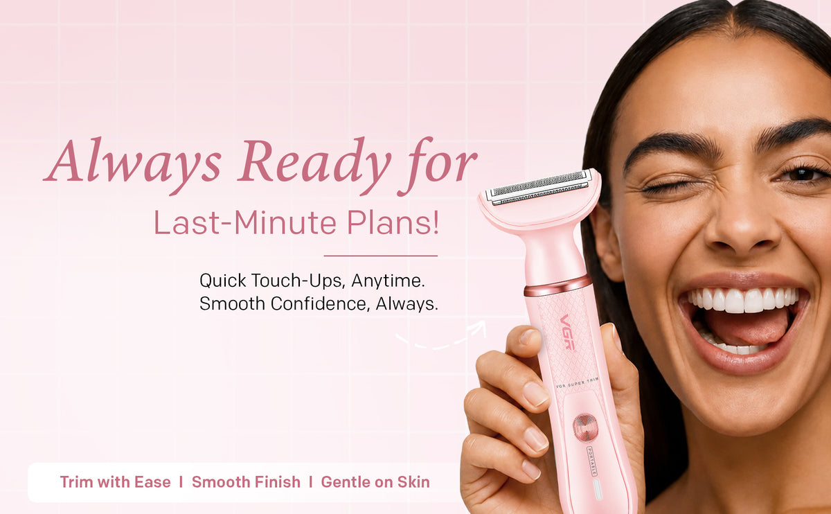 VGR V-761 Professional 4-in-1 Lady Shaver Set For Women, IPX5 Waterproof, 90 Min Runtime, Blue & Pink